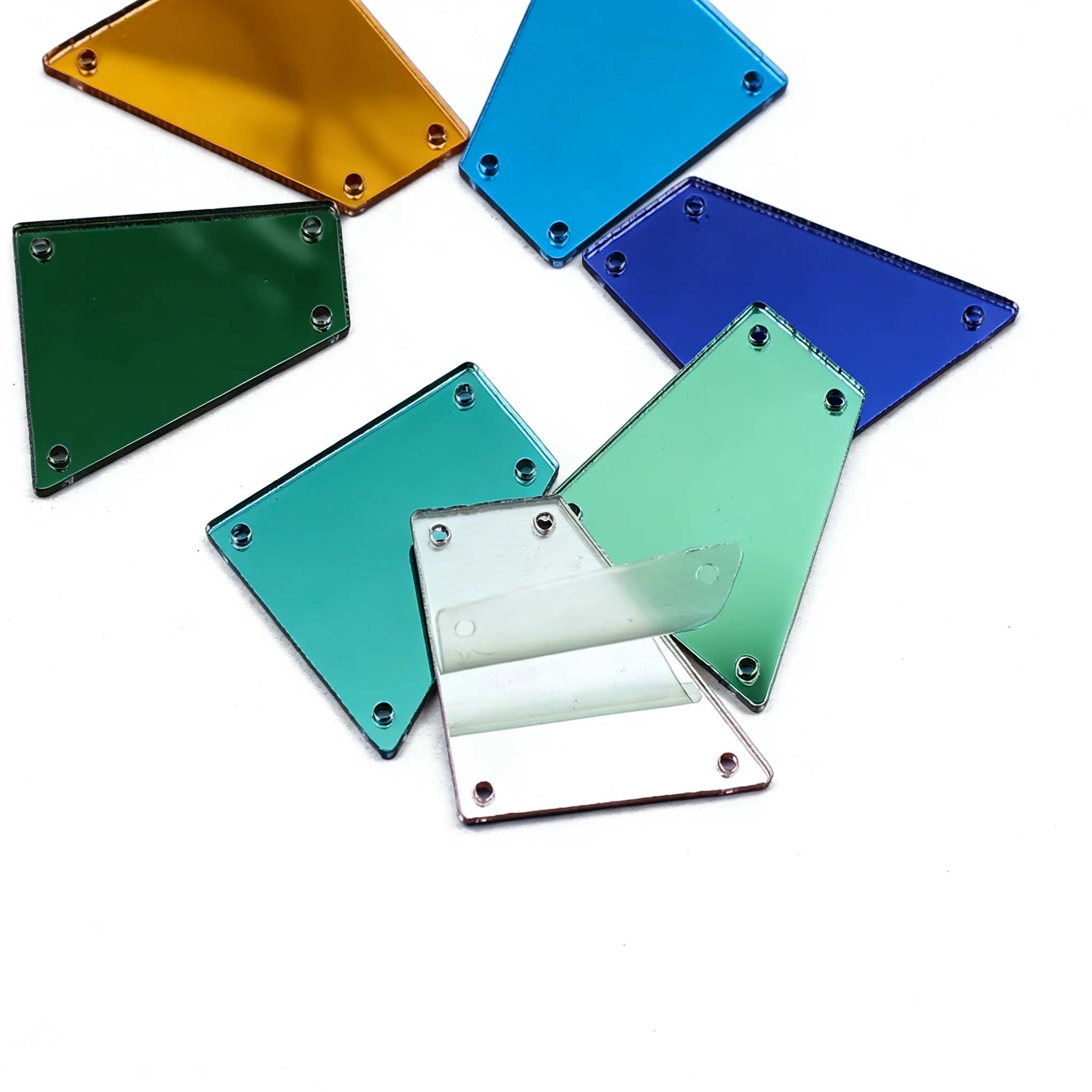 

Трапециевидные акриловые зеркальные стразы для пришивания, плоские, различных цветов, для декора одежды, аксессуары для рукоделия.