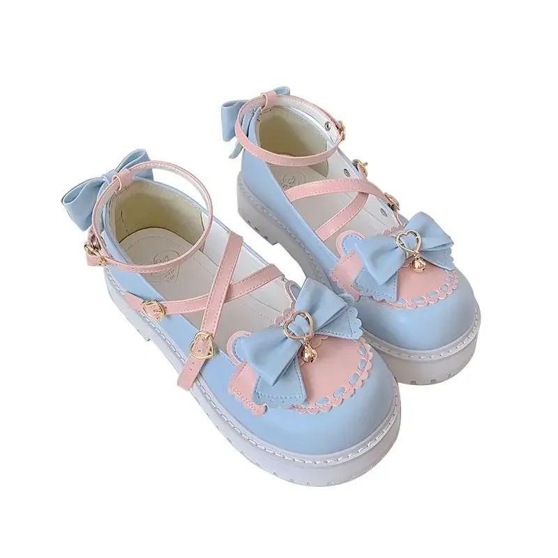 Nowe jesienne buty Lolita Bow Cute Soft Girl Wild College Style JK Uniform Round Head Small Leather Shoes Kawaii Shoes