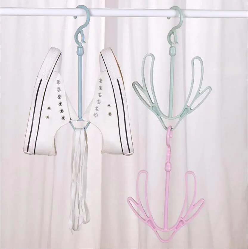 Portable Multi-function Shoes Drying Hanging Hanger Clothing Hook Windproof Sneakers Rack for Home Storage Laundary Tool