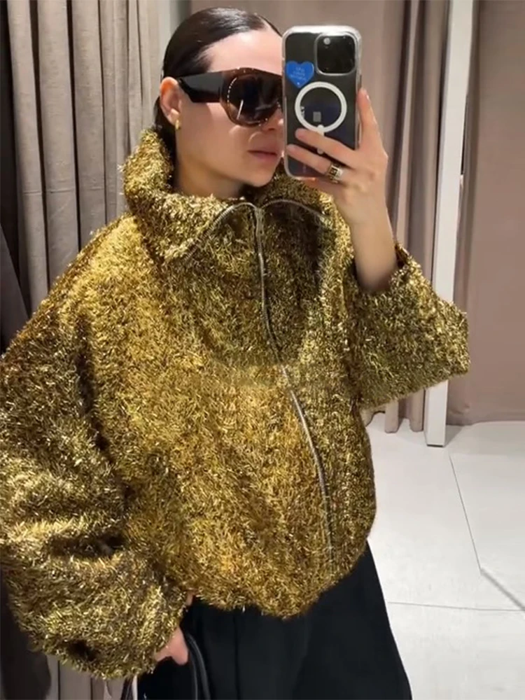 سترة نسائية ذات ياقة من الفرو الصناعي قابلة للفك معاطف نسائية ضيقة مزدوجة الصدر موضة شتاء 2025 ملابس خارجية أنيقة جديدة للسيدات في الشارع #6