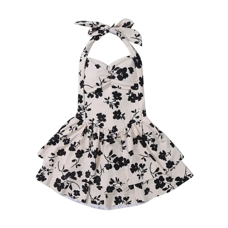 Женский слитный купальник с цветочным принтом, однотонный многослойный мини-купальник с оборками, ажурный привлекательный милая Мода, лето 2024