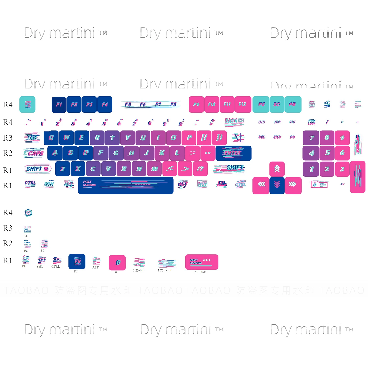 Imagem -06 - Fault Clearing Tema Keycaps Sublimação Térmica Pbt Pudim Translúcido Mda Keycaps para Teclados Mecânicos 68 75 84 84 87 98