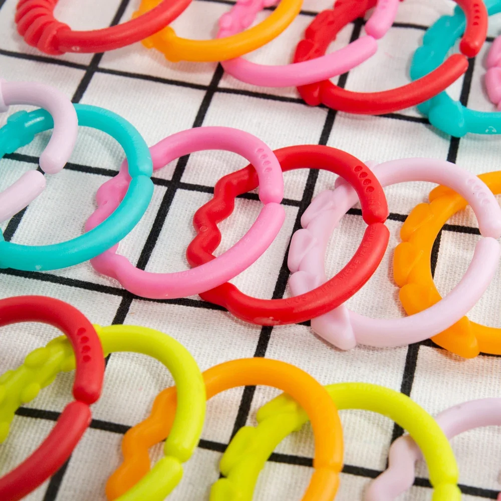 8pcs Baby Teether Rattles Toys Chew Toys for Newborn Rubber Rainbow Ring Teething Toy Crib Toys Bed Stroller Hanging Toy Gifts