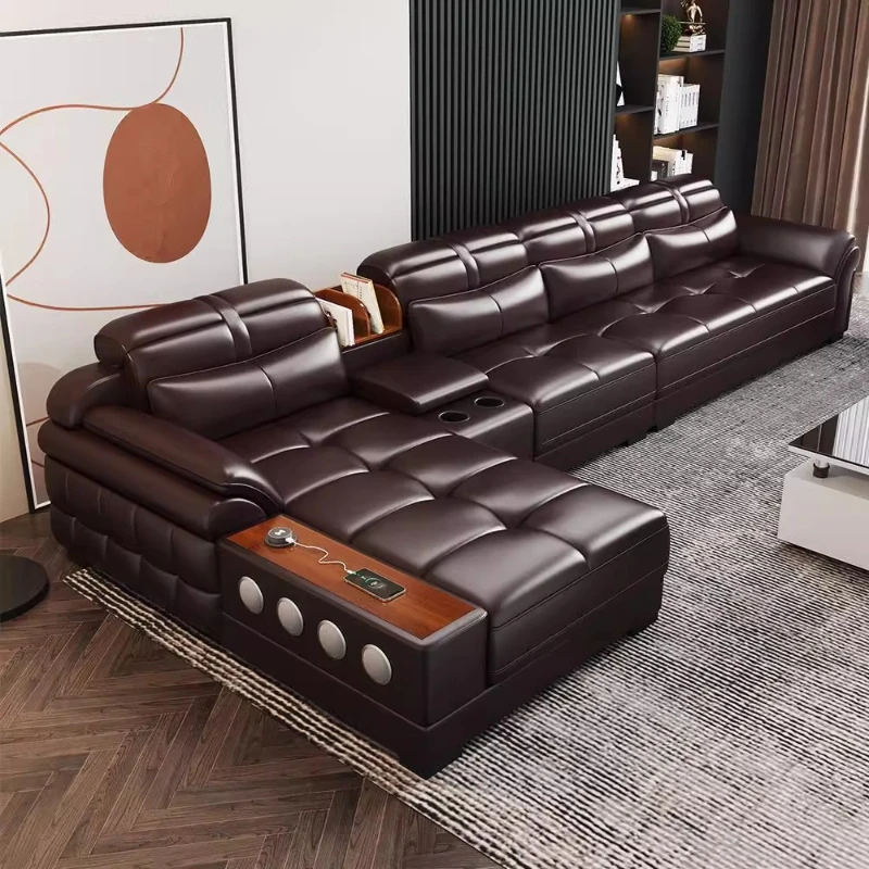 

Genuine Leather Small Apartment Sofas Luxury Apartment Cinema Bedrooms Sofas Straight Living Room Divani Da Soggiorno Furniture