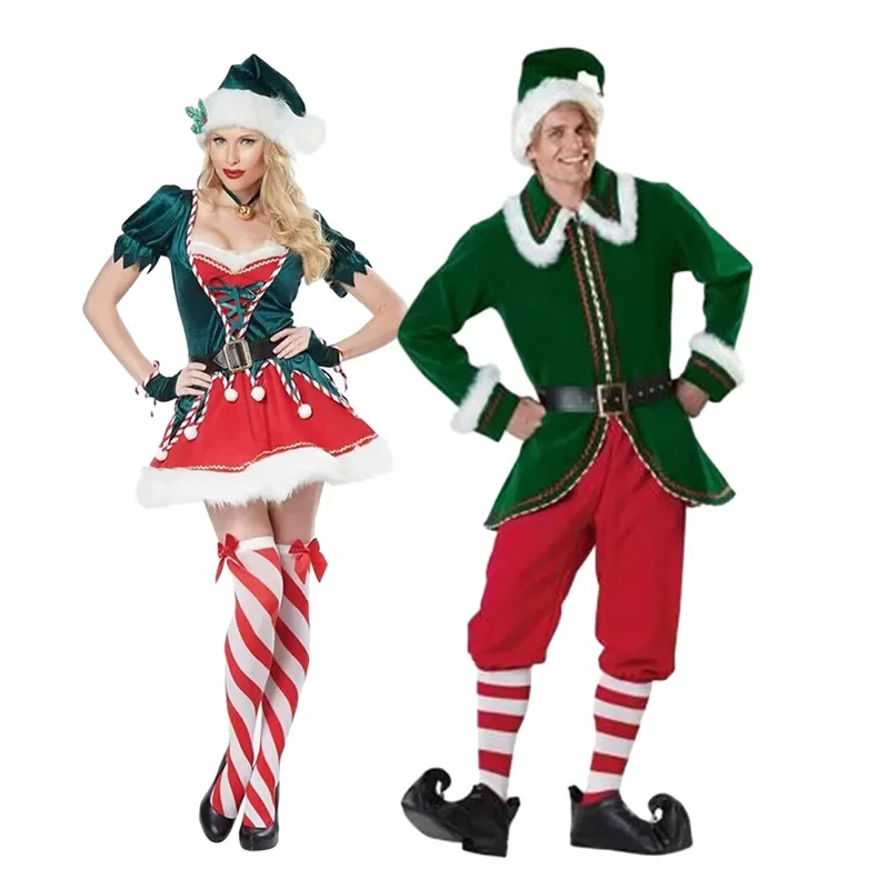 

ГОРЯЧИЙ Рождественский костюм, пара зеленого эльфа, маскарадное сценическое шоу