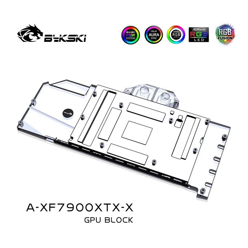 Bykski A-XF7900XTX-X RX 7900XTX Watercooler 5V /12V RGB For AMD Radeon RX 7900XTX GPU Water Block Asus/MSI/Giga MB SYNC