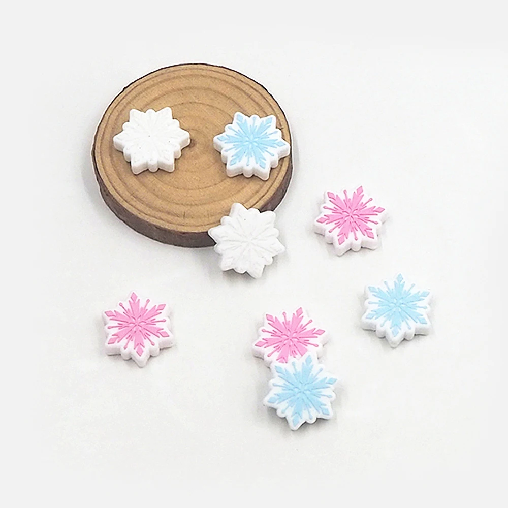 Chenkai 10PCS Snowflake Silicone Focal Beads For Beadable Pen Silicone Charms for Pen Keychain Making DIY Silicone Characters