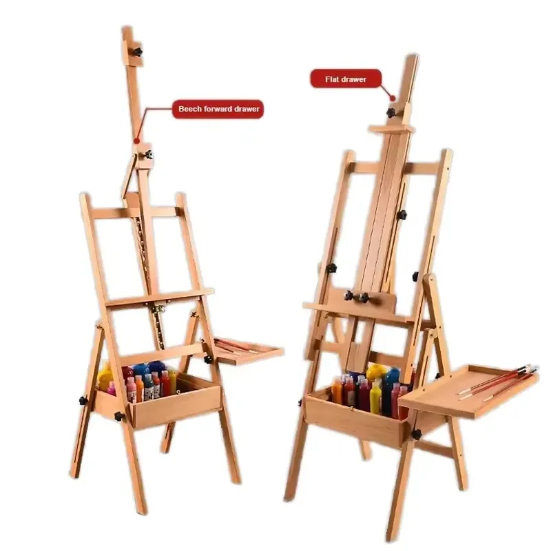 Customized High Quality Professional Portable Folding Wooden Box Painting Easel Display Stand for Artists