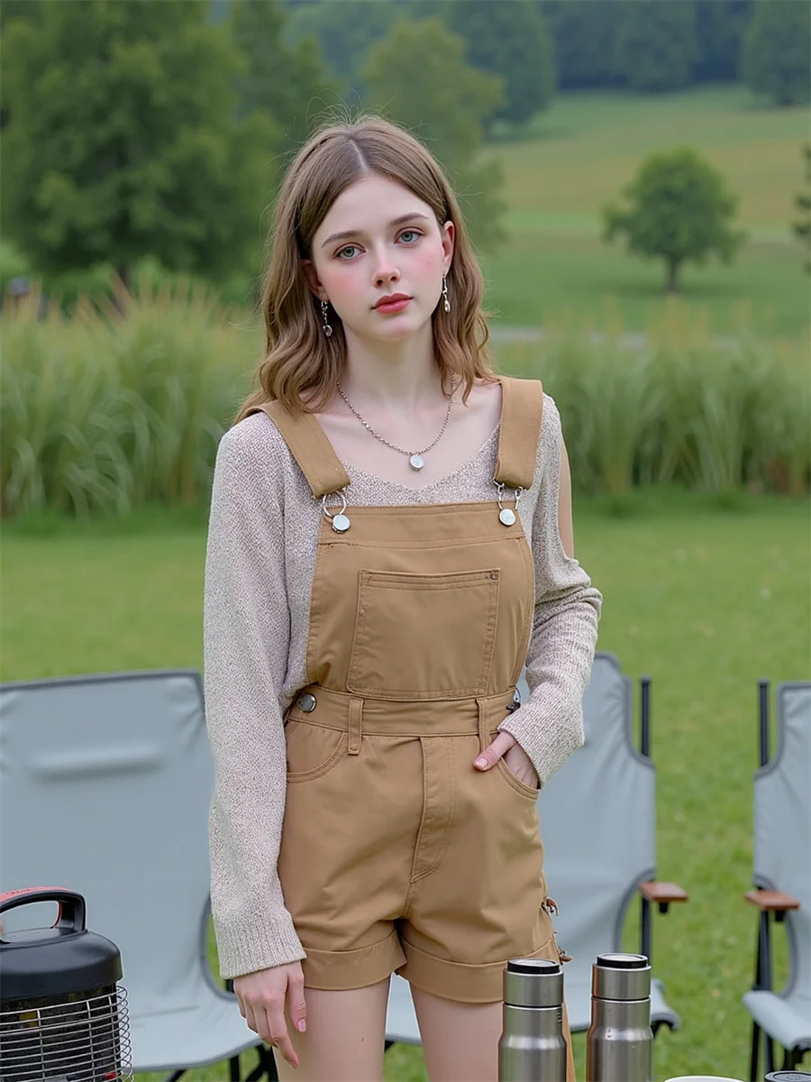 

Denim Vintage Rompers 2025 Woman High Waist Playsuits Elegant Women'S Clothing Trend Summer Printed Lightweight Wide Pockets New