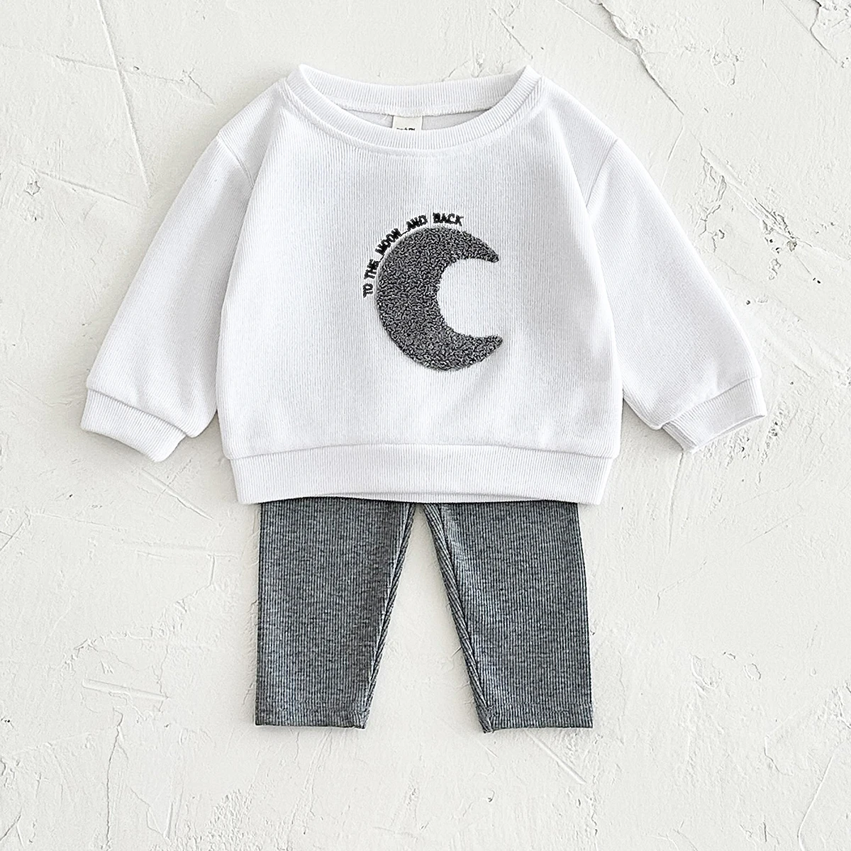 New Autumn Baby Boys Girls Clothes 2Pcs Plush Sun/Moon Organic Cotton Spring Newborn Baby Long Sleeve Casual Kids Clothing Sets