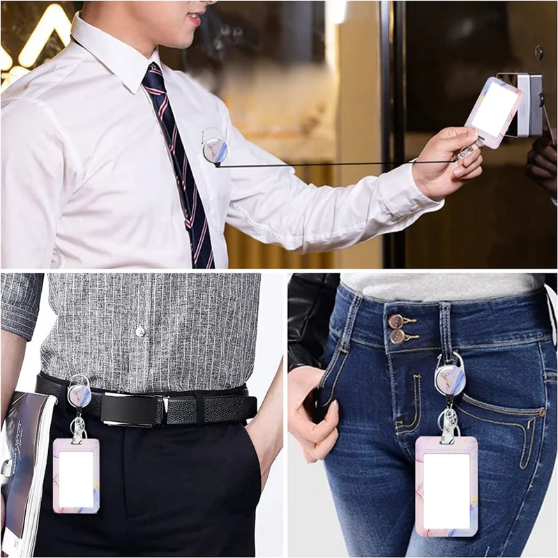 

Suitable 3 Pack Badge Holder With Retractable Reel ID Name Tag Worker Badge Carabiner Clip Card Protector Cover Case Plastic