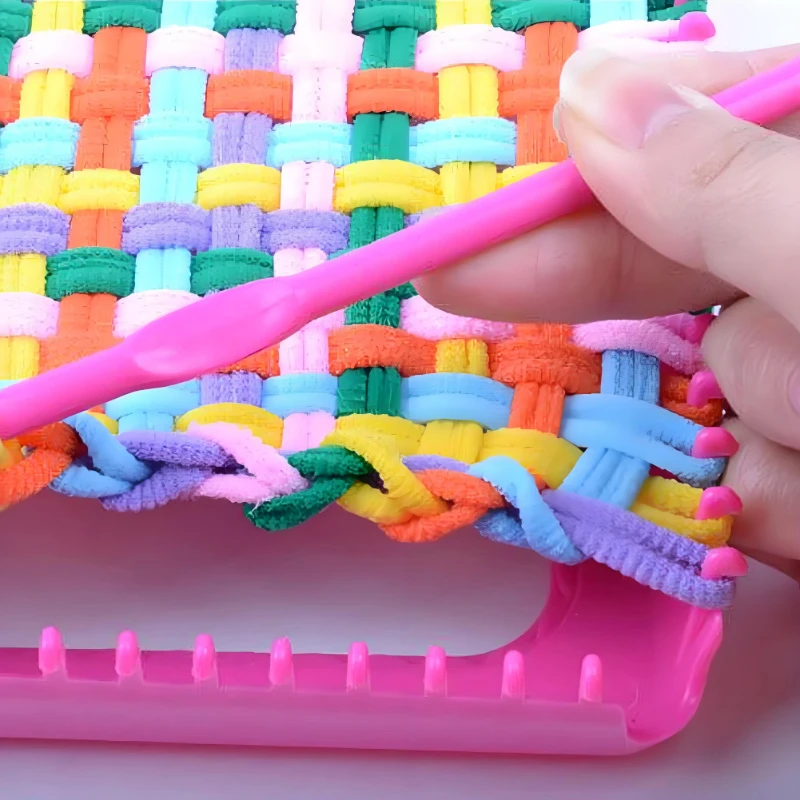 

Elastic rope coil weaving Set Crochet Multicolored Diy Handmade Arts and Crafts String Tool Kids Gift