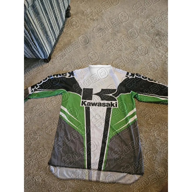 

2025 New Kawasaki Racing Team Motorcycle Racing Off Road Bicycle Riding Speed Dry T-shirt Men's Casual Fashion Long Sleeve Shirt
