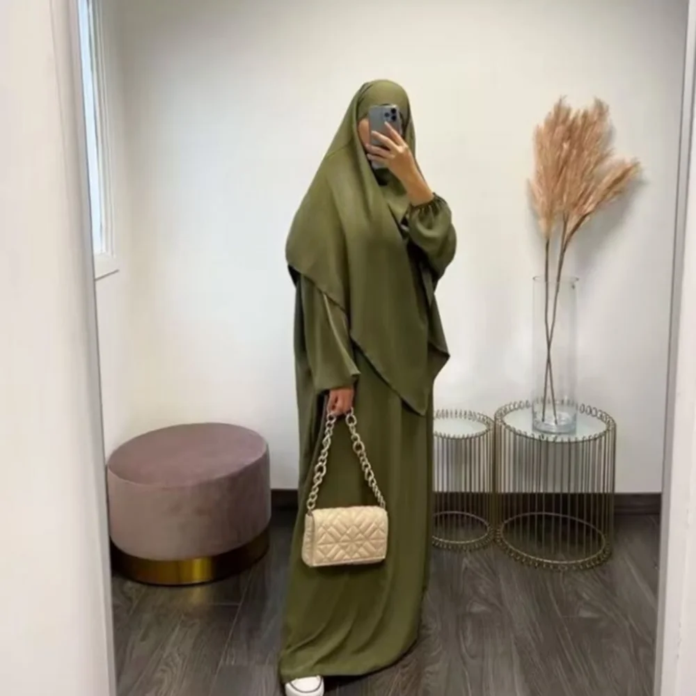 

Abaya with Khimar Set Jilbab 2 Piece Ramadan Eid Long Hijab Dress Muslim Women Prayer Clothes Turkey Islam Dubai Modest Outfit