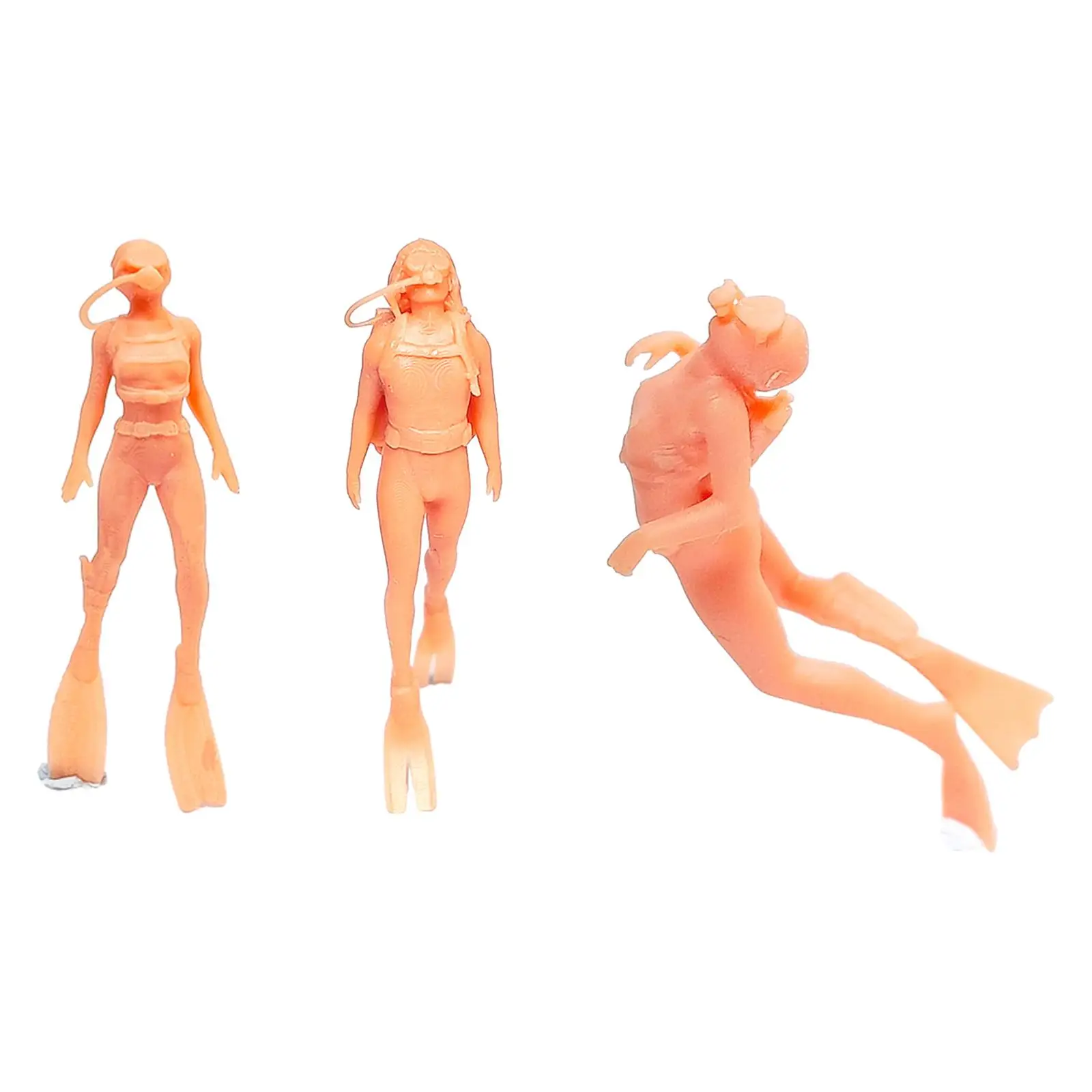 1/64 Diver Figures Swimmers Figurines Unpainted Figures Model Diorama Model