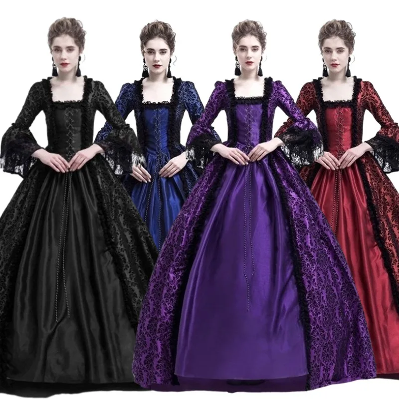 Halloween Palace Dress Women's Long Dress Lace Splicing Bell Sleeve Dress Women Costumes Shingeki Kyojin Party Dresses Scary Use