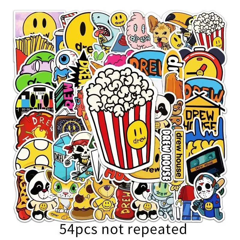 54pcs Cartoon Drew Graffiti Stickers Luggage Laptop Motorcycle Refrigerator Decoration Stickers