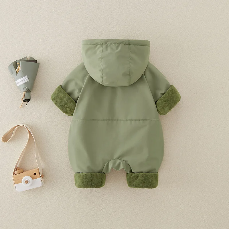 UNITIM الوليد الصبي السروال القصير مقنعين رسالة مطبوعة سميكة الدافئة طفل رضيع حللا جديد الشتاء الاطفال الرضع فتاة داخلية أبلى