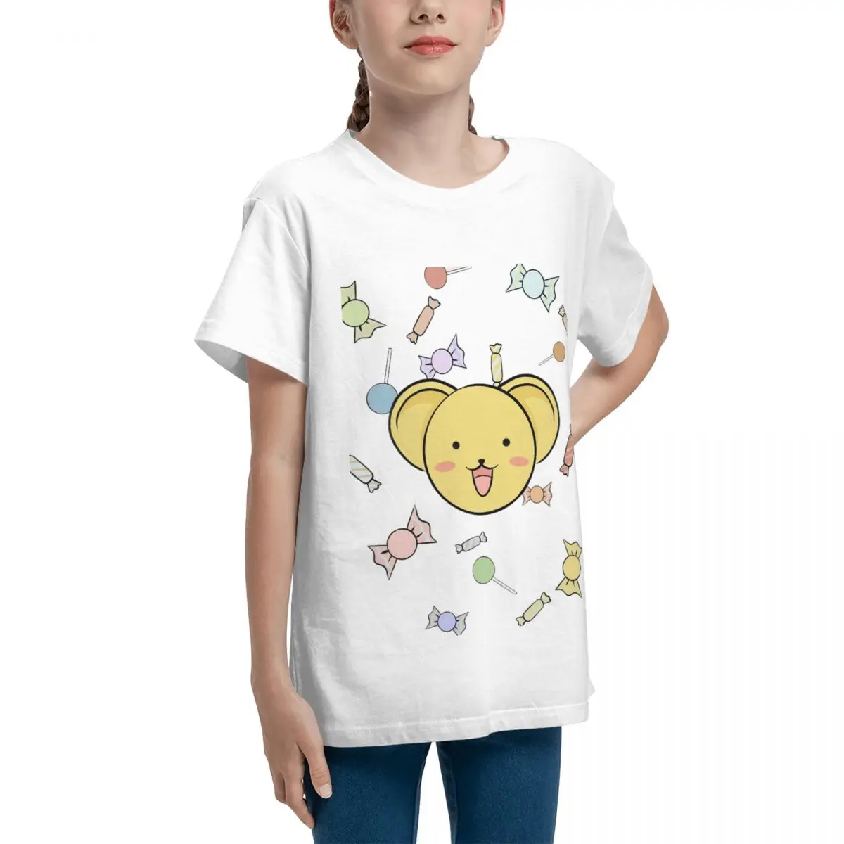 Kero Chan Candy Sakura Card Captor Greeting Y Teeanger Basic Short Sleeve T-Shirt Crewneck Hot Sale Funny Novelty High grade