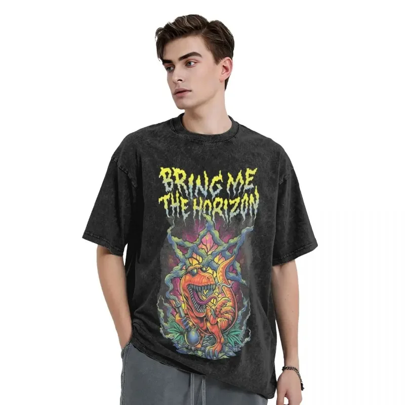 

BMTH Dinosaur Bring Me The Horizons T Shirt Beach Street Style T-Shirts 2024 Hipster Tshirt For Men Short-Sleeved Design Tees