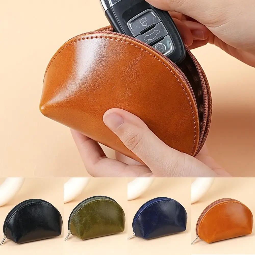 

Mini PU Leather Men's Wallet Vintage Hasp Zipper Clutch Zero Wallet Solid Color with Loose Change Storage Small Bag Storage