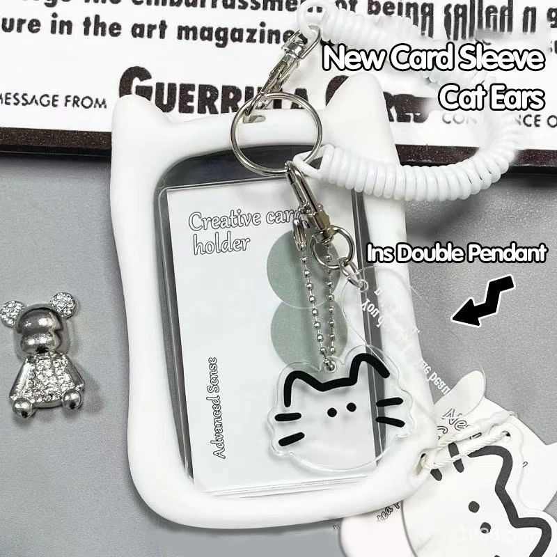 Cat Ear Card Cover Student Card Cover Bus Meal Card Cover Work ID Badge Brand Protection Cover to Prevent Loss