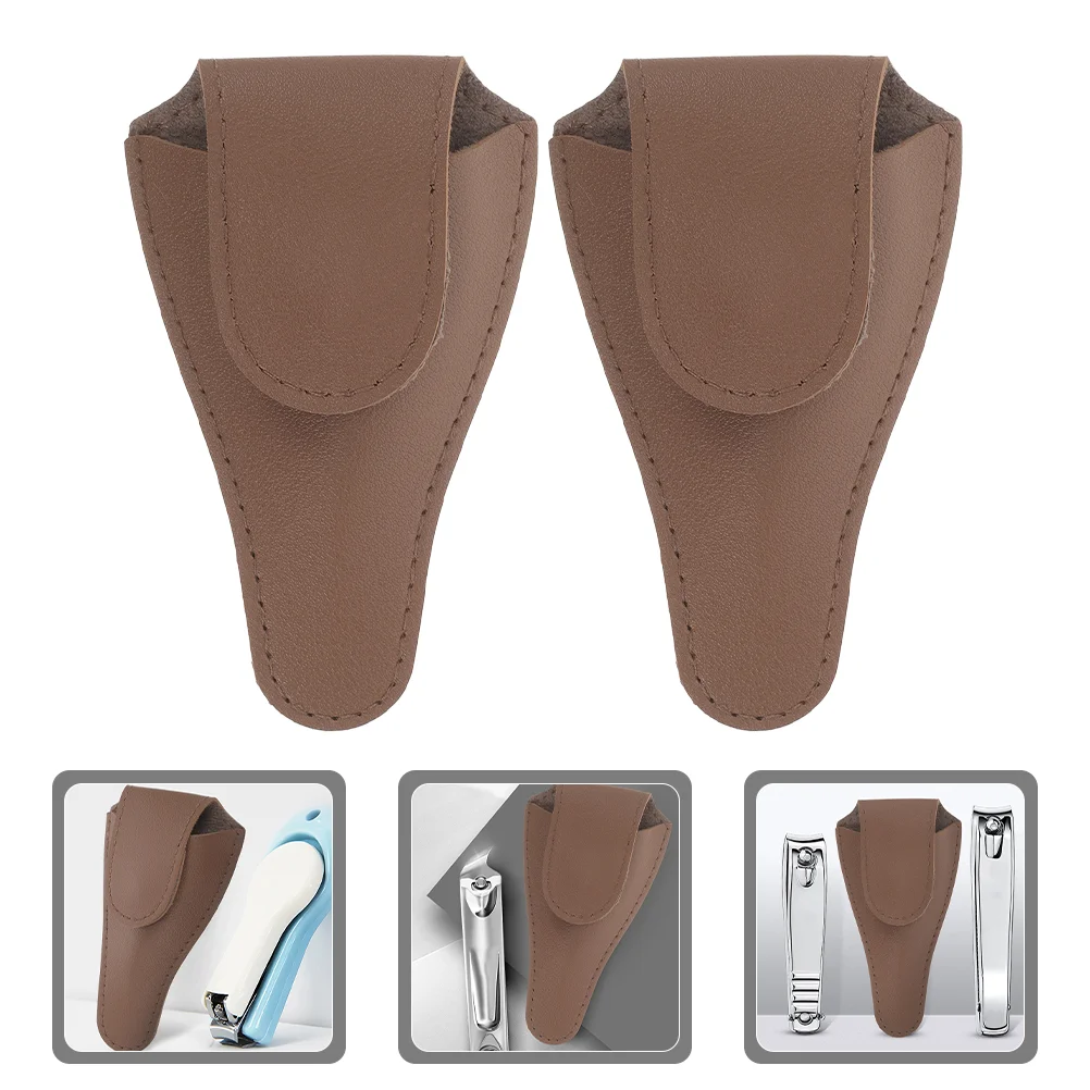 2 Pcs Nail Scissor Cuticle Bag Grooming Storage Case Clipper Tools Scissors Cover Coffee Holder Pouch Cases