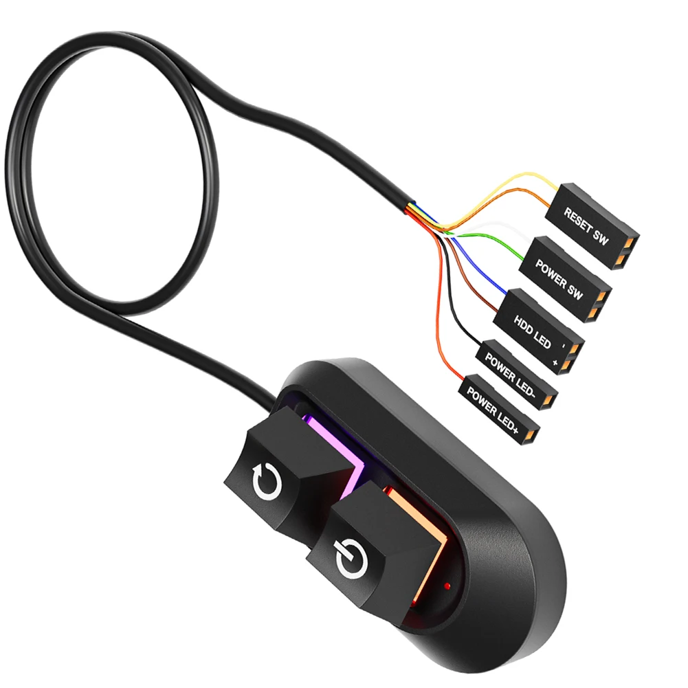 2M Desktop Computer Power Button RGB Lighting PC Switch Motherboard Switch On Off PC Power Switch Button for Home Office PC Case