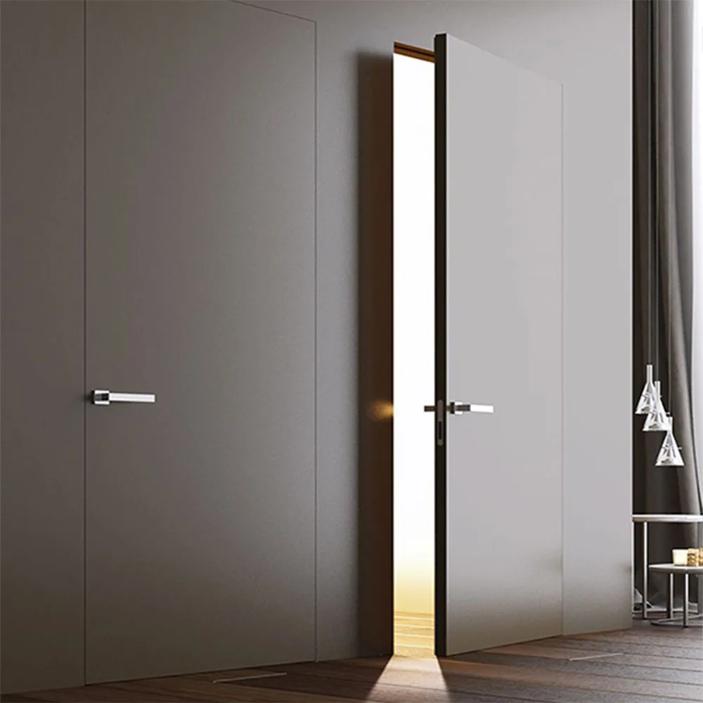 

2024 Trendy Design Interior Wood Composite MDF HDF Flush Hidden Door Hidden Hinge Concealed Secret Door