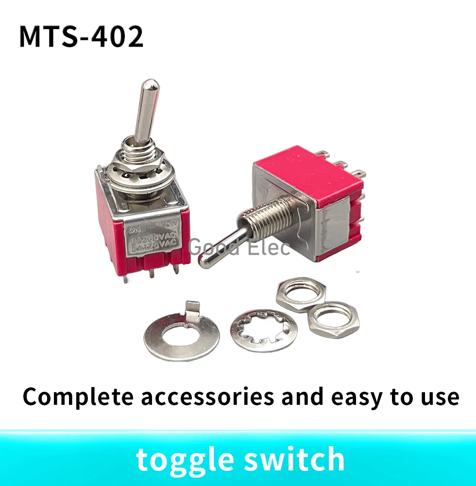 10pcs red 6A/125VAC 2A/250VAC 12 Pin 4PDT ON/ON 2 Position Mini MTS-302 MTS-303 MTS-402 MTS-403 Toggle Switch