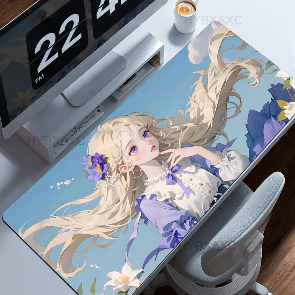 

HYBXAXC Anime Purple FlowerGirl Mouse Pad Laptop Office Gaming Pad on The Table Setup Gamer Accessories Table Mat Mouse Carpet