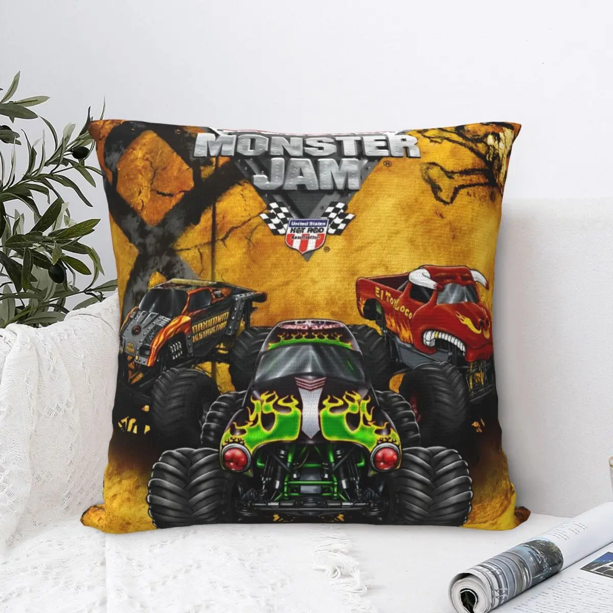 Monster Jam Grave Digger Truck Pillow Covers Polyester Home Cushion Cover Cool Throw Pillow Case 40*40