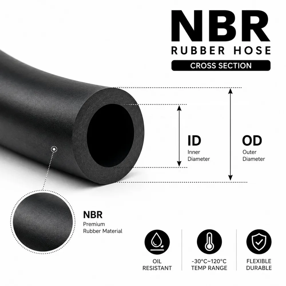 Black NBR rubber hose  ID2-25MM Oil & Chemical Corrosion Resistant , High Temp Tube for Vehicle Diesel Fuel Cooling Lines