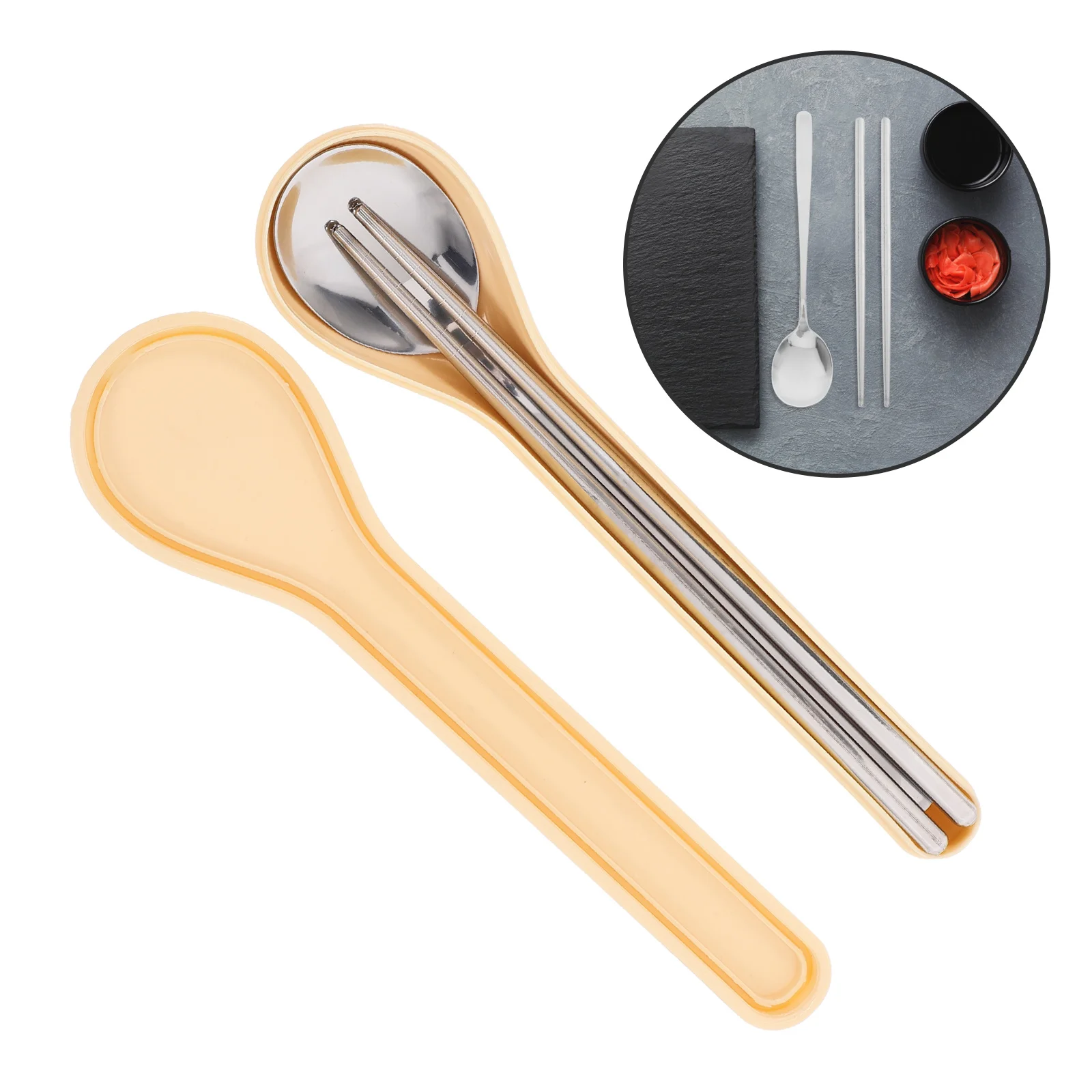 

Portable Stainless Steel Cutlery Set Reusable Utensils for Outdoor Camping Picnic School Lunch Travel Silverware with Storage