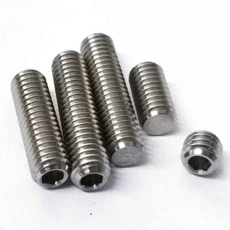 M3 M4 M5 M6 M8 M10 X 6-100mm TC4 GR5 Titanium Alloy No Head Headless Screw Cup Point Allen Bolts Hex Socket Set Screw Bolt