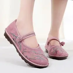 New Woman's Summer Shallow Cloth Shoes Soft Sole Ancient Style Embroidered Hanfu Shoes Ethnic Style Retro Nude Shoes