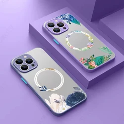 Luxury Floral For Magsafe Magnetic Phone Case For iPhone Air 17 15 16 13 14 Pro Max 17 Pro ShockProof Flower Hybrid Hard Cover