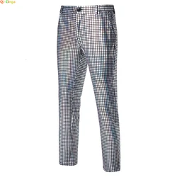 2024 New Silver Plaid Suit Pants Men's Fashion Trousers Black Blue Green Pantalones Hombre Fashion Casual Pant S-XXXL