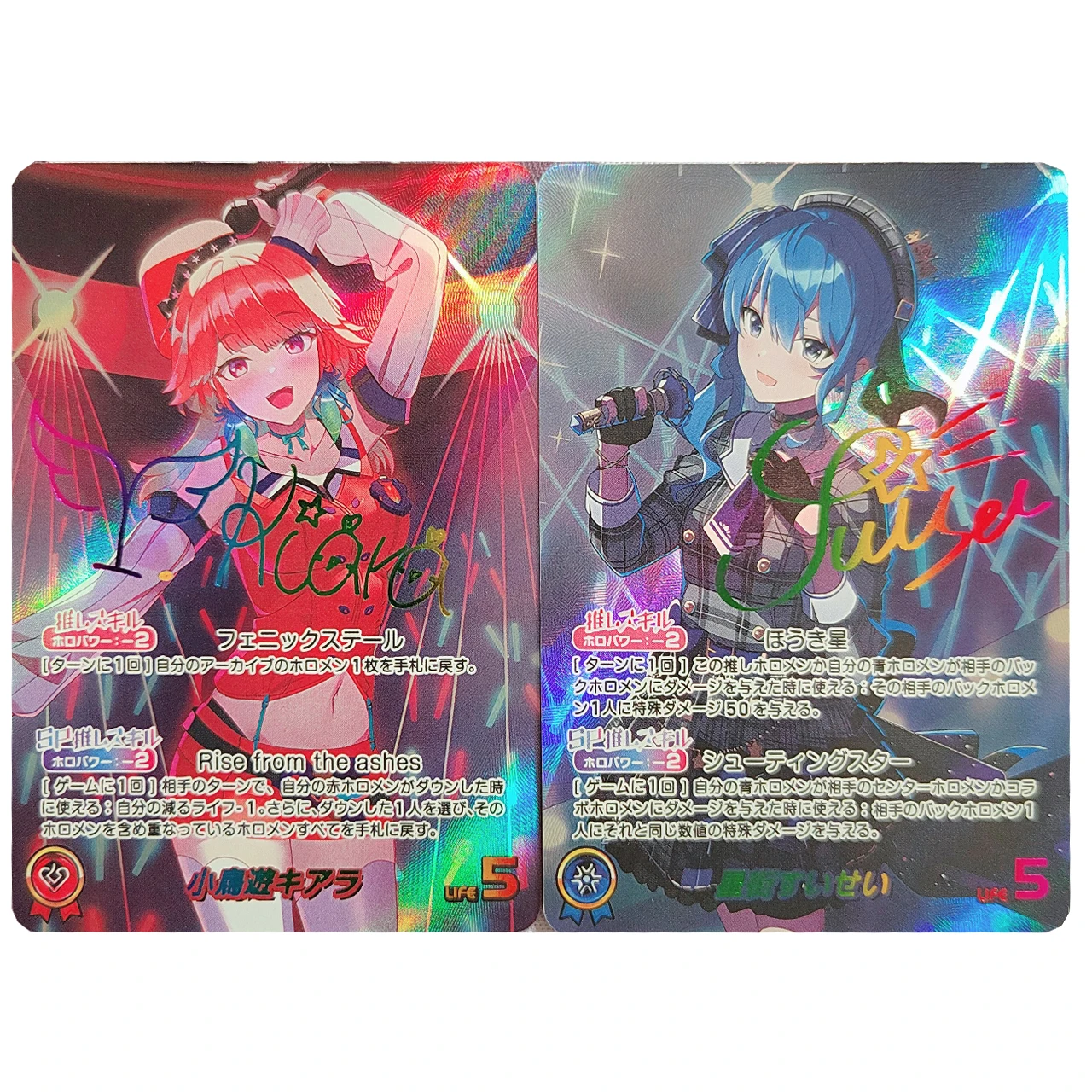 Tarjeta Coleccionable de Anime y Videojuegos Hololive Hoshimachi Suisei DIY con Estampado en Caliente, Firma y Efecto Refractivo de Sarga Brillante, Takanashi Kiara