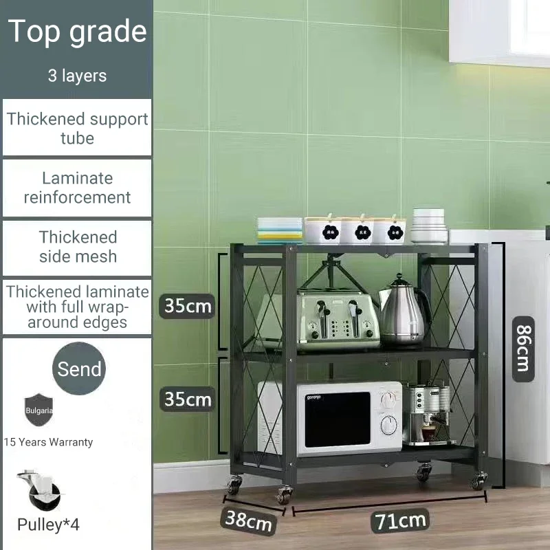 Dobrável Multifuncional Mobile Storage Rack, Sala de estar, Estante Multi-Layer, Cozinha Display