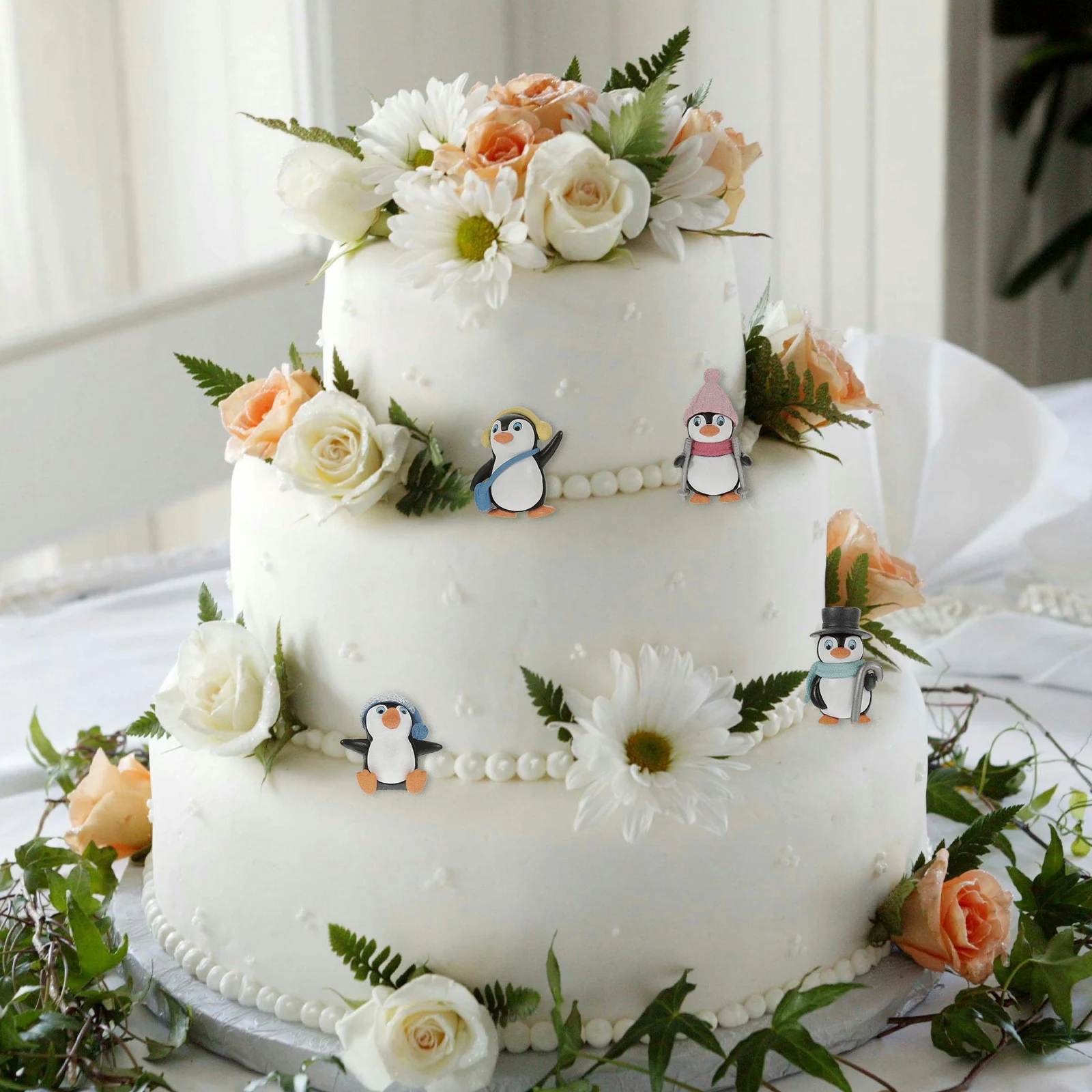 

4 Pcs Vinyl Penguin Decoration Stuffy Penguins Figurines Exquisite Cake Cute Figures