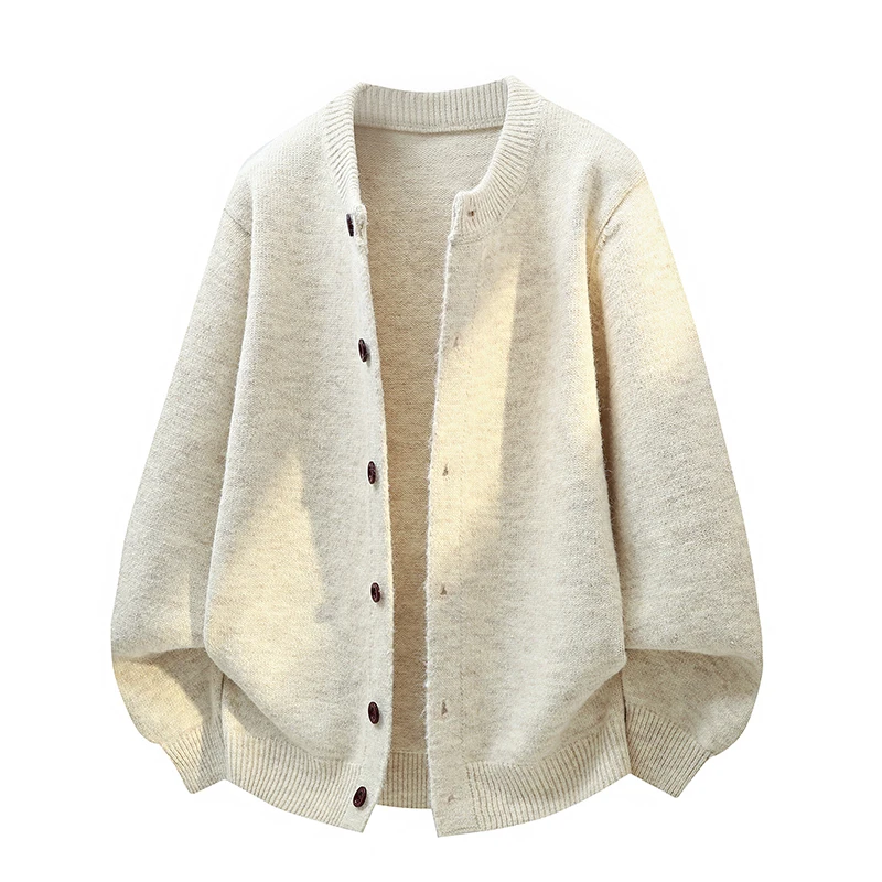 2026 Winter Men's High Quality sweater Comfortable Versatile Casual Jacket Men Plus-Size Solid Color Knit Cardigan male