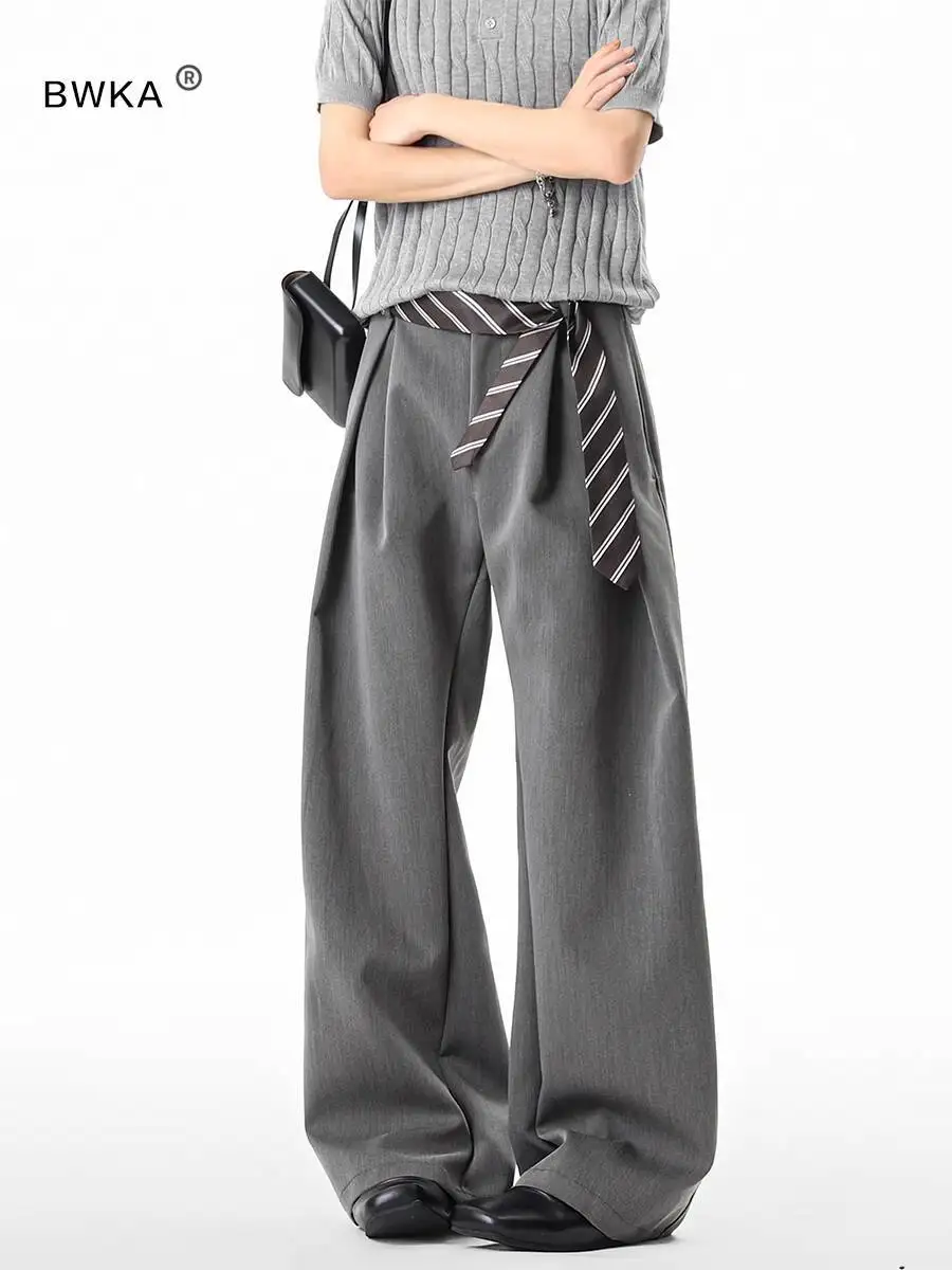 

2025 Summer Unisex American Style Trousers 3D Pleated Pants, A-Line Silhouette High Grade Slimming Wide