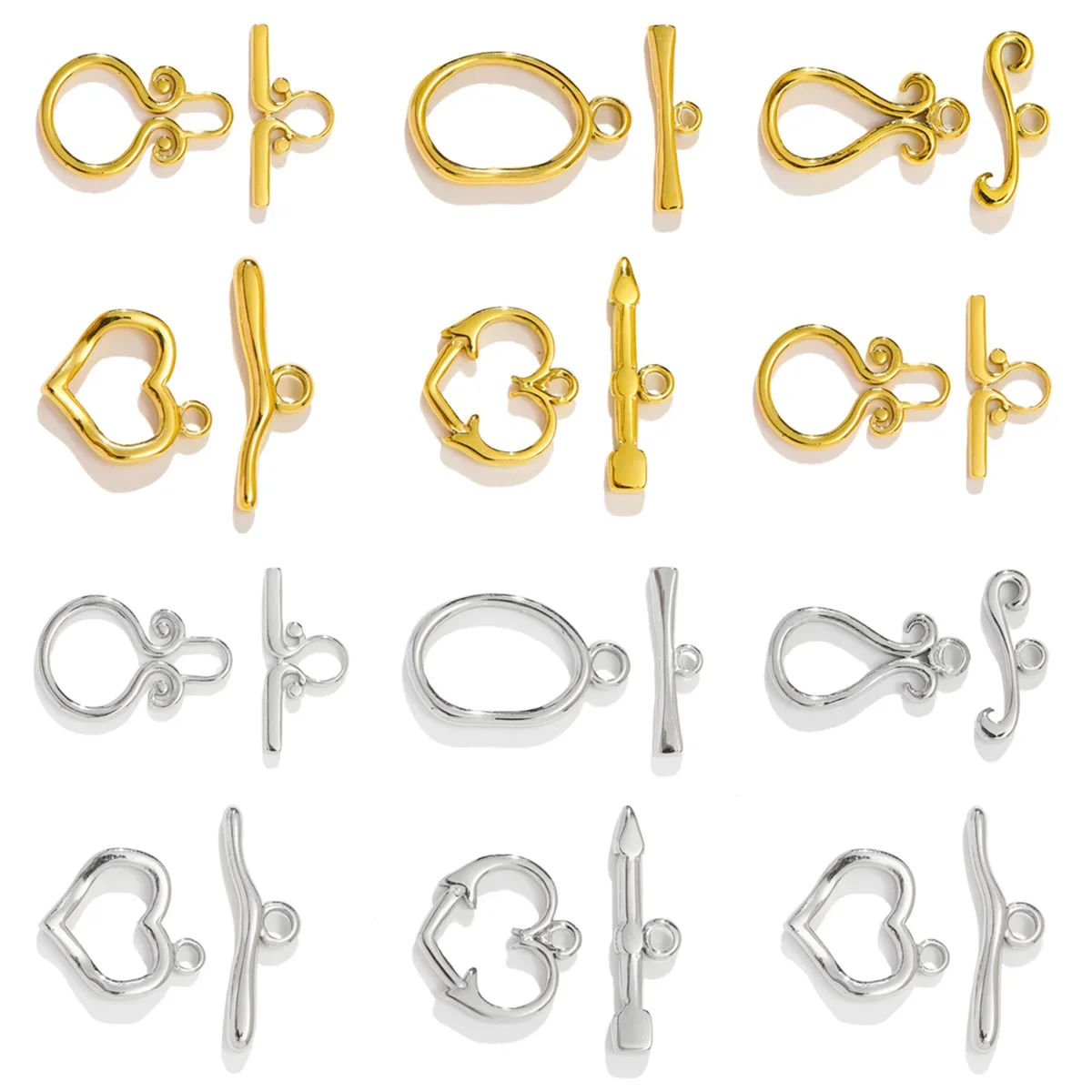 

3pcs/Lot Wholesale Stainless Steel Love Heart OT Clasps Pendants Woman Oval Flower Clips For Necklace Bracelets Making Jewelry