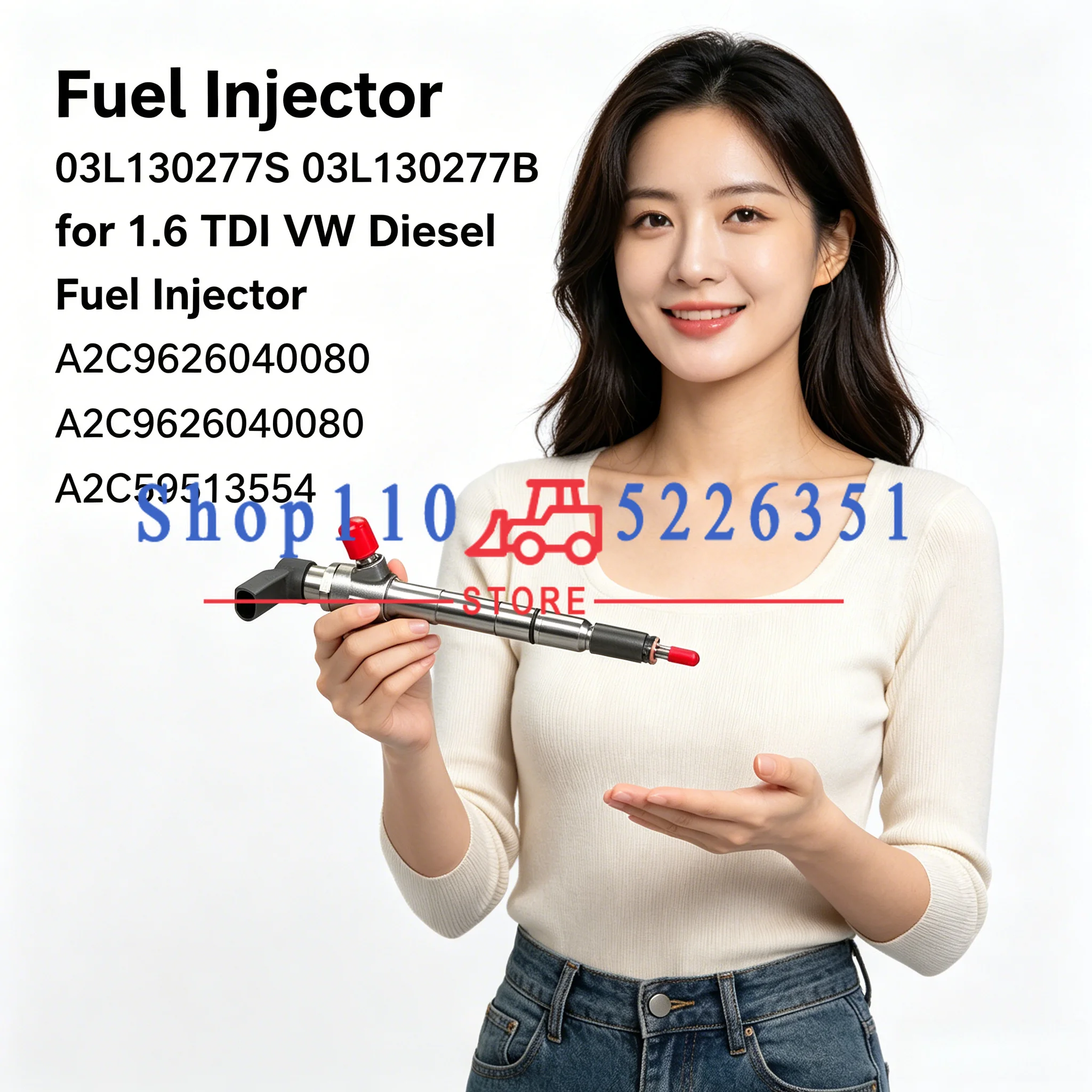 Fuel Injector 03L130277S 03L130277B for 1.6 TDI VW Diesel Fuel Injector A2C9626040080 A2C59513554