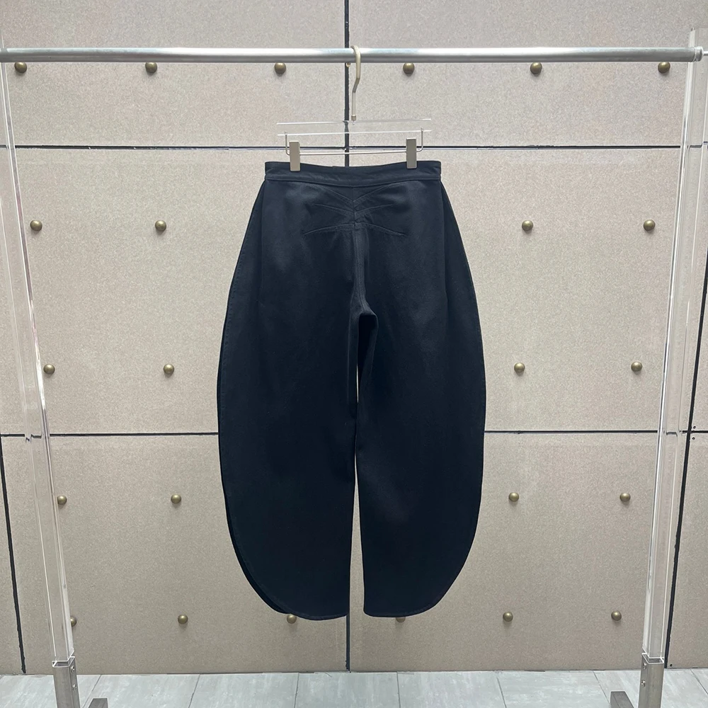 

100% Cotton Women's Jeans High Waist Lantern Pants Casual Loose Wide Leg Asymmetrical Hem Trousers New Summer 2026 Y2K