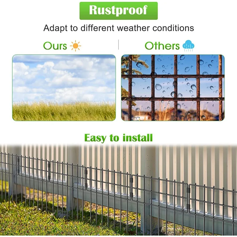 

10Pack Garden Fence Animal Barrier Fence 17in(H)X10 Ft(L) No Dig Rustproof Decor