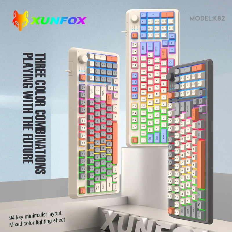 

XUNSVFOX K82 Wired USB keyboard laptop desktop universal 19-key no punch with knob mechanical feel