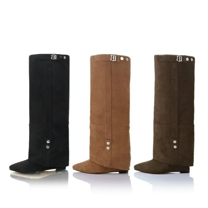 

Women Boots Elegant Comfortable Shoes Women 2025 New Fashion Frosted Mid-calf Boots Women Low Heel Plus Velvet Knight Boots