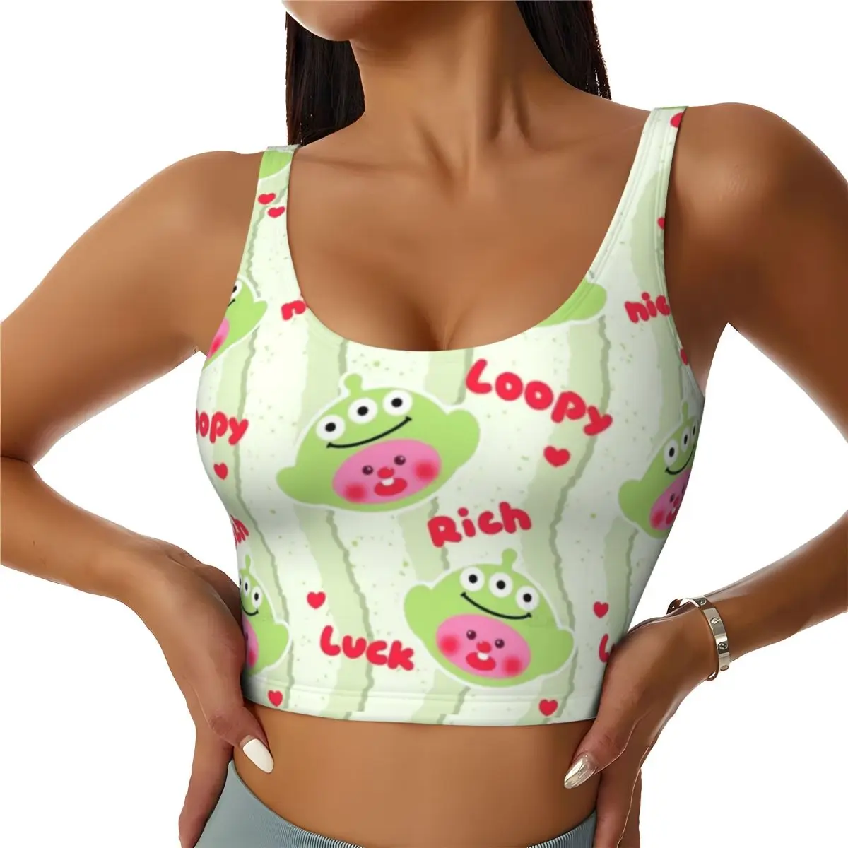 

Custom Women's Zanmang Loopy Cartoon Sports Bra High Impact Gym Workout Yoga Crop Tank Tops